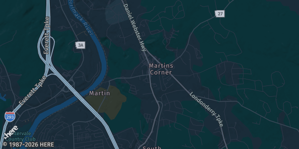 Map of Hooksett, NH. The exact address of Shapiro cards / Riverside park is not known, so the map shows the area rather than a specific building.
