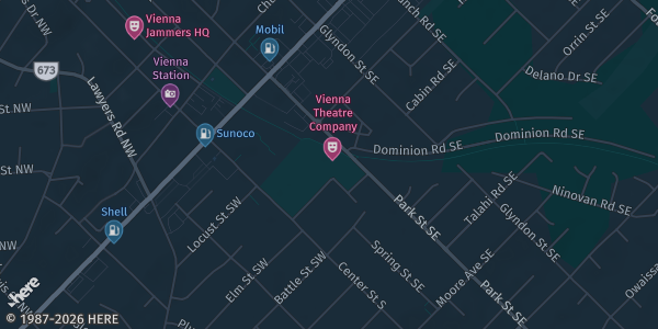 Map showing Vienna Community Center in Vienna, VA.