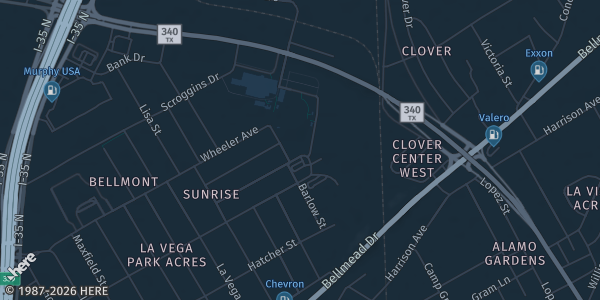 Map showing Bellmead Civic Center in Bellmead, TX.