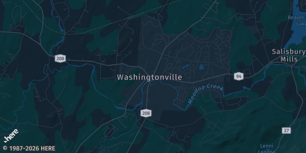 Map of Washingtonville, NY. The exact address of Knights Of Columbus is not known, so the map shows the area rather than a specific building.