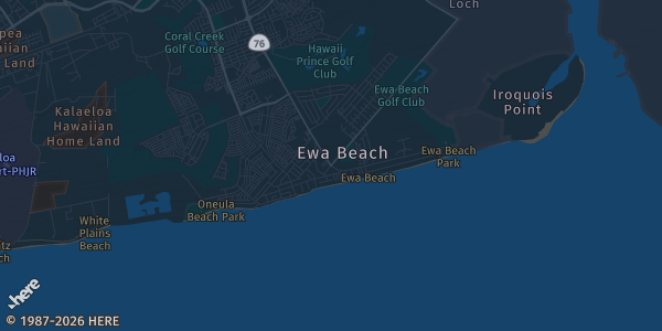 Map of Ewa Beach, HI. The exact address of Kroc Center Ballrooms & Lanai is not known, so the map shows the area rather than a specific building.