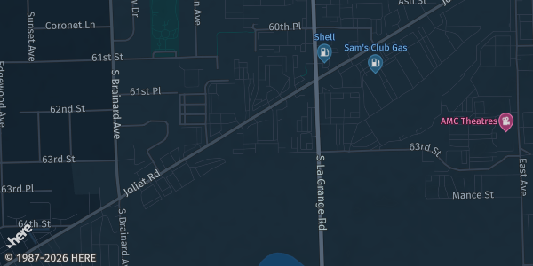 Map showing Operating Engineers Local 150 Union Hall in Countryside, IL.