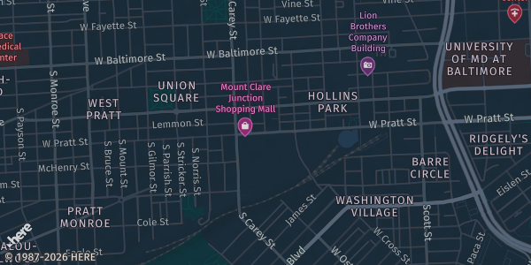 Map showing Baltimore Convention Center in Baltimore, MD.