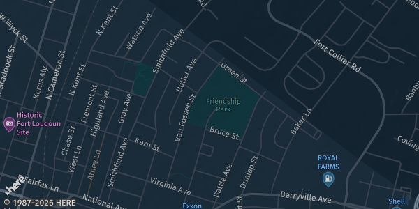 Map showing Friendship Fire Company in Winchester, VA.
