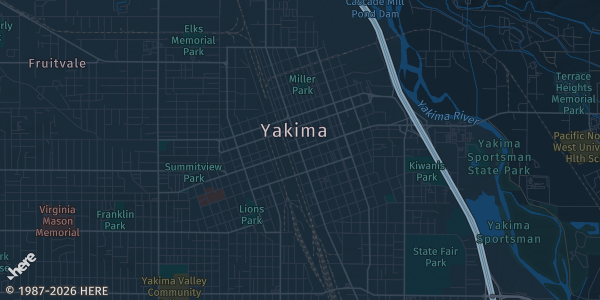 Map of Yakima, WA. The exact address of Trinity Youth Center Gym is not known, so the map shows the area rather than a specific building.