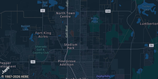 Map of Zephyrhills, FL. The exact address of Zephyrhills Elks Lodge #2731 is not known, so the map shows the area rather than a specific building.